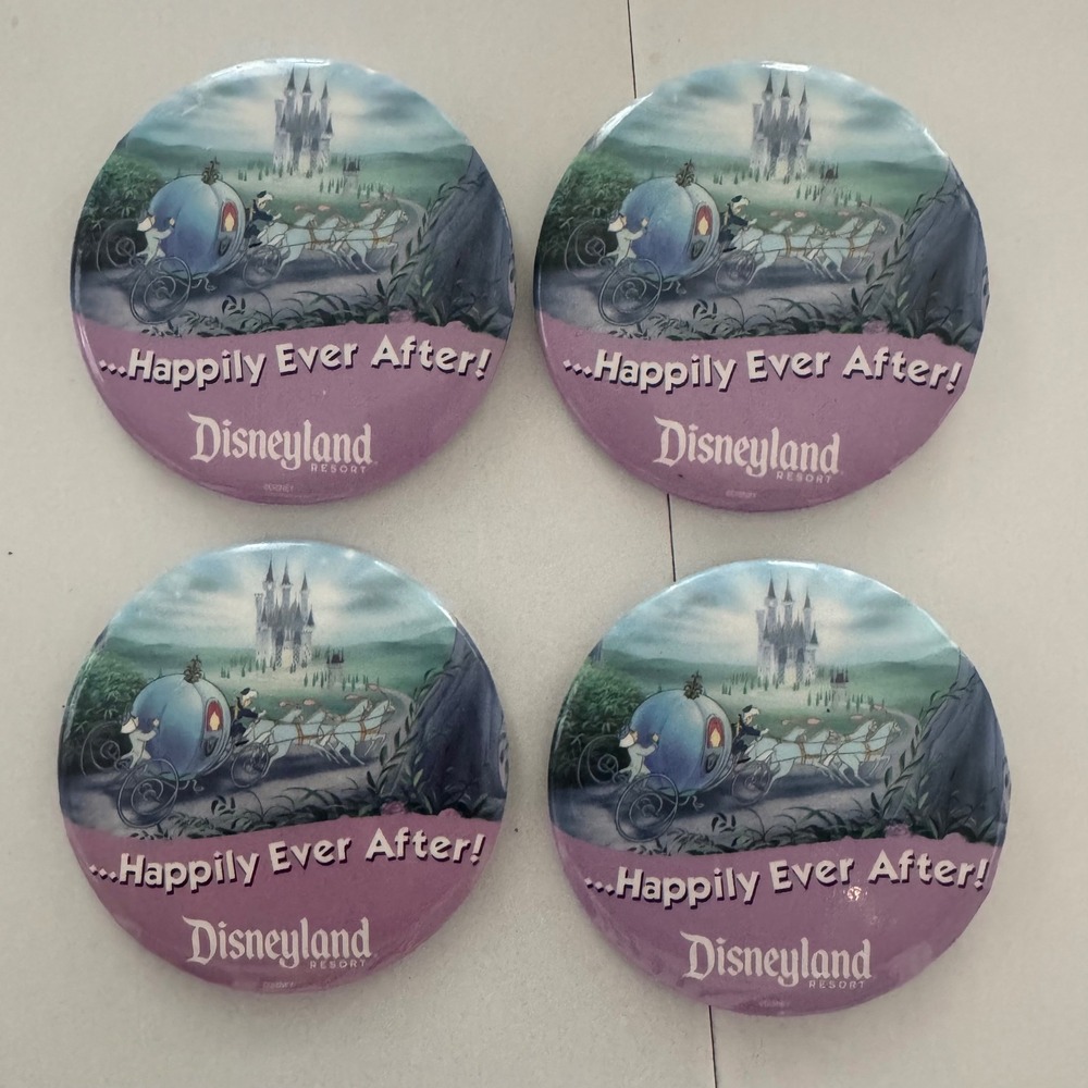 Disney Happily Ever After Cinderella Carriage Button Pin Set of 4 Disneyland